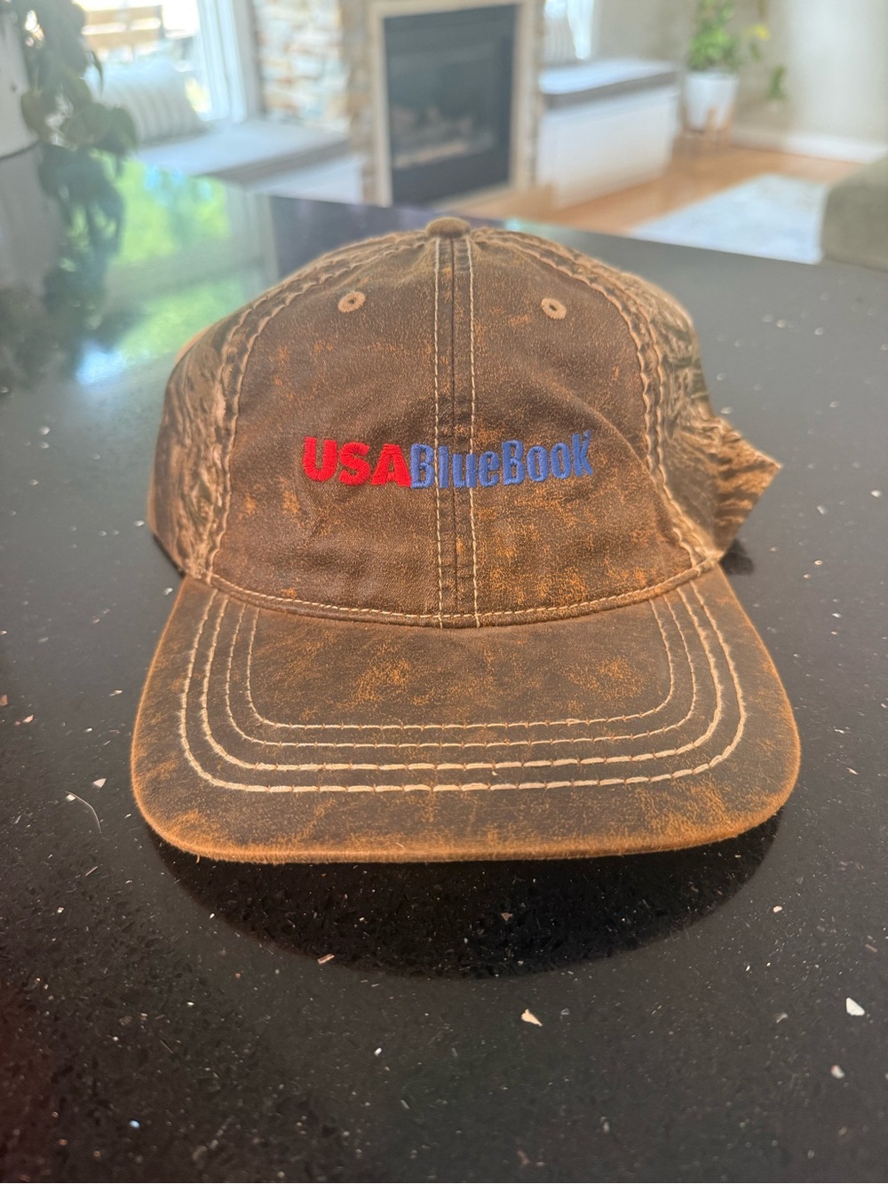 USA Blue Book Brown Distressed Cotton Baseball Cap